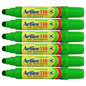 Artline 110 Permanent Marker 4mm Bullet Nib Green Box of 6