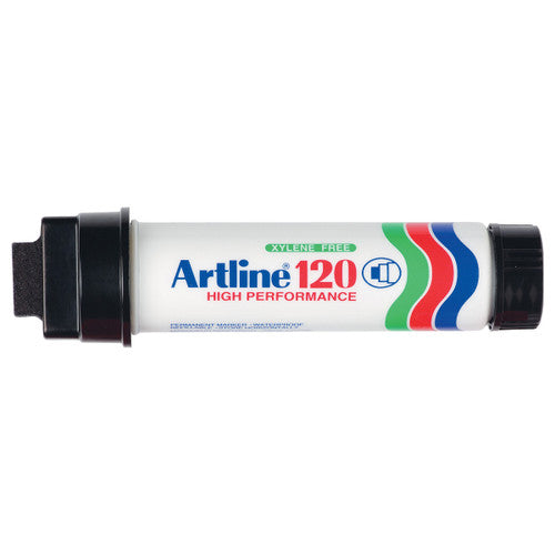 Artline 120 Permanent Marker 20mm Chisel Nib Black Box 6