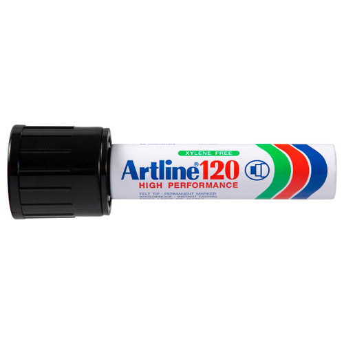Artline 120 Permanent Marker 20mm Chisel Nib Black Box 6