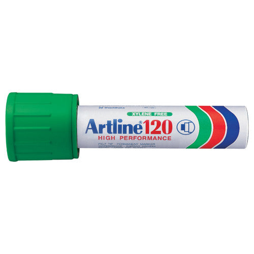 Artline 120 Permanent Marker 20mm Bullet Nib Green Box of 6