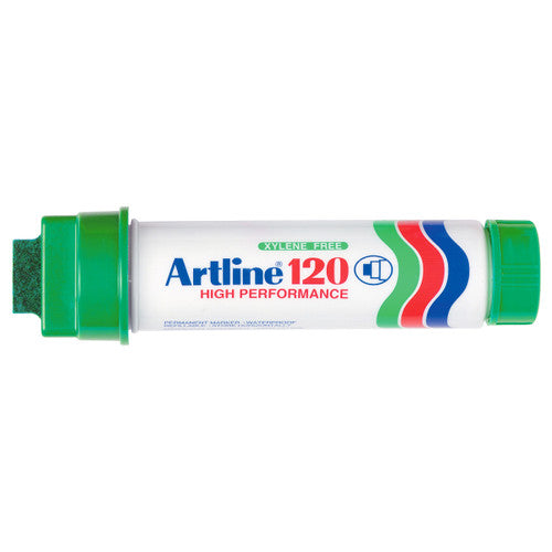 Artline 120 Permanent Marker 20mm Bullet Nib Green Box of 6
