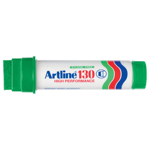Artline 130 Permanent Marker 30mm Chisel Nib Green Box of 6