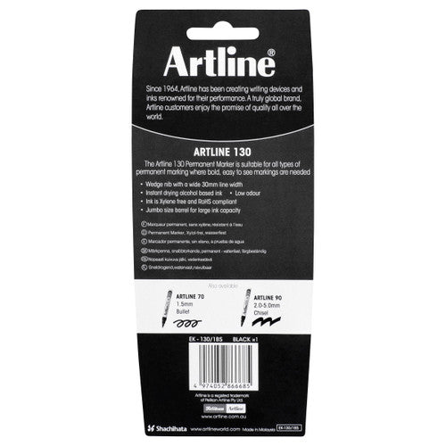 Artline 130 Permanent Marker Black Hangsell Single