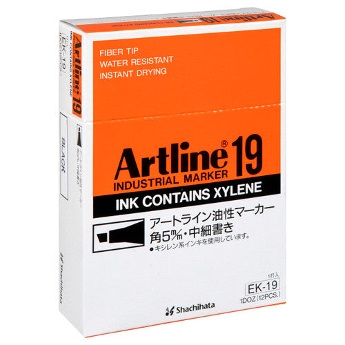 Artline 19 Industrial Permanent Marker 5mm Chisel Nib Black Box 12