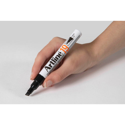 Artline 19 Industrial Permanent Marker 5mm Chisel Nib Black Box 12