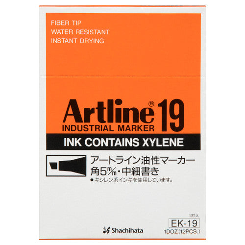 Artline 19 Industrial Permanent Marker 5mm Chisel Nib Black Box 12