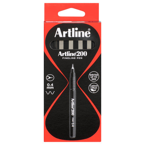 Artline 200 Fineliner Pen 0.4mm Black Box of 12