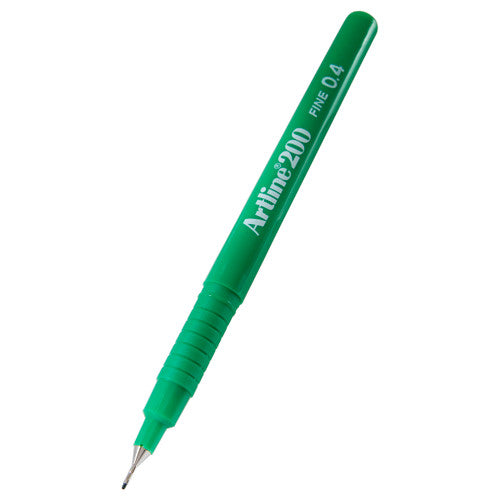 Artline 200 Fineliner Pen 0.4mm Green Box of 12
