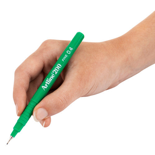 Artline 200 Fineliner Pen 0.4mm Green Box of 12