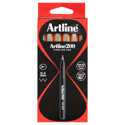 Artline 200 Fineliner Pen 0.4mm Orange Box of 12