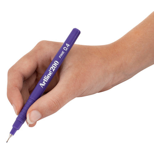 Artline 200 Fineliner Pen 0.4mm Purple Box of 12