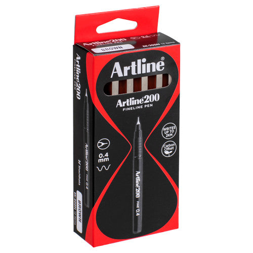 Artline 200 Fineliner Pen 0.4mm Brown Box of 12
