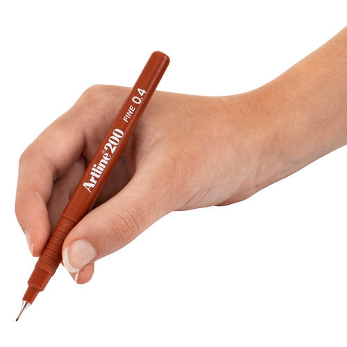 Artline 200 Fineliner Pen 0.4mm Brown Box of 12