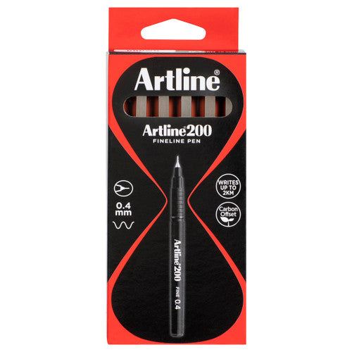 Artline 200 Fineliner Pen 0.4mm Brown Box of 12