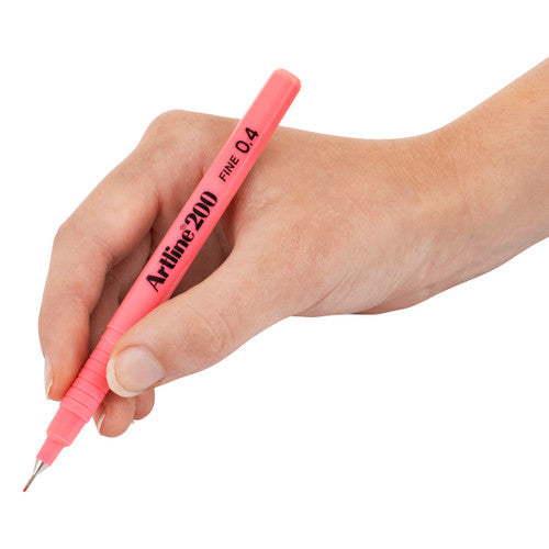 Artline 200 Fineliner Pen 0.4mm Pink Box of 12