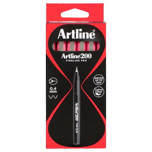 Artline 200 Fineliner Pen 0.4mm Pink Box of 12