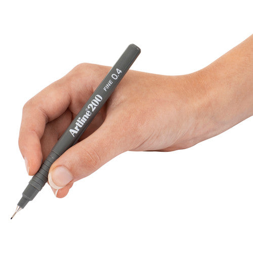 Artline 200 Fineliner Pen 0.4mm Grey Box of 12