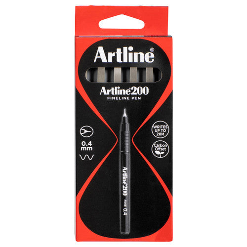 Artline 200 Fineliner Pen 0.4mm Grey Box of 12