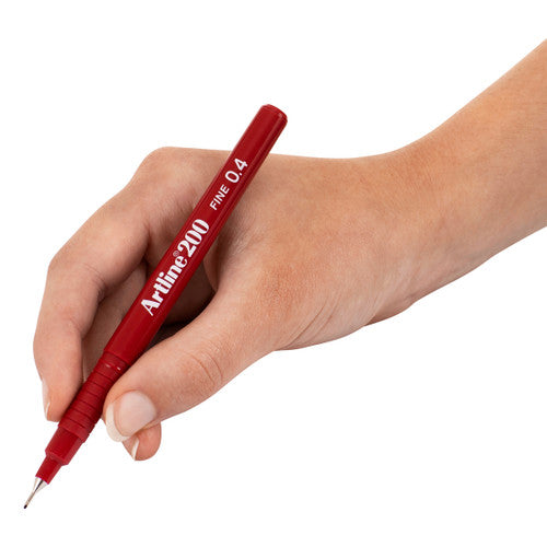 Artline 200 Fineliner Pen 0.4mm Dark Red Box of 12