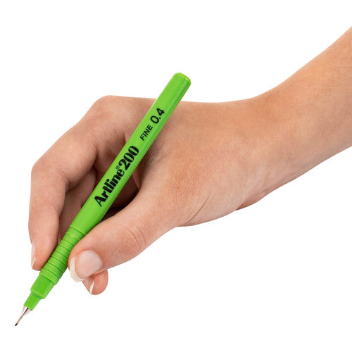 Artline 200 Fineliner Pen 0.4mm Lime Green Box of 12