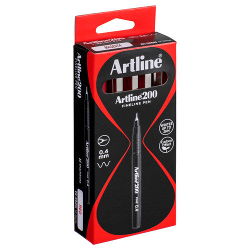 Artline 200 Fineliner Pen 0.4mm Magenta Box of 12