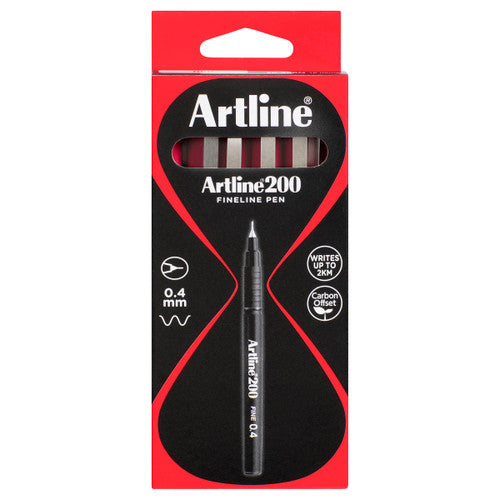 Artline 200 Fineliner Pen 0.4mm Magenta Box of 12