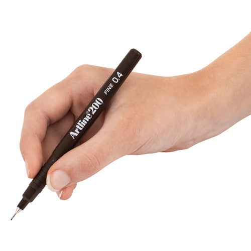 Artline 200 Fineliner Pen 0.4mm Dark Brown Box of 12