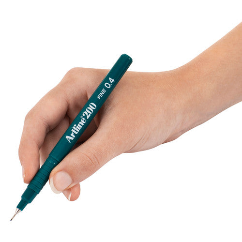 Artline 200 Fineliner Pen 0.4mm Dark Green Box of 12