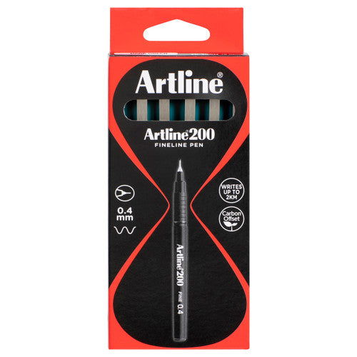 Artline 200 Fineliner Pen 0.4mm Dark Green Box of 12