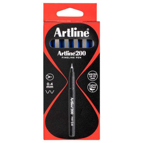 Artline 200 Fineliner Pen 0.4mm Royal Blue Box of 12