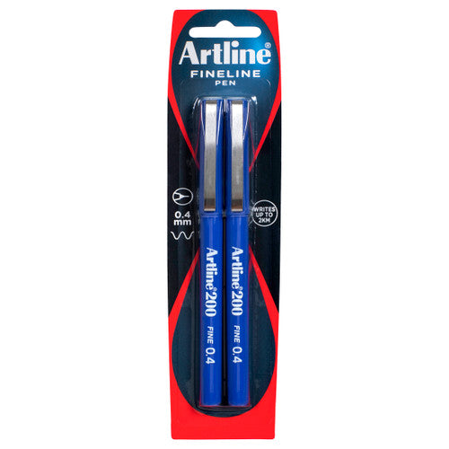 Artline 200 Fineliner Pen 0.4mm Blue Pack of 2