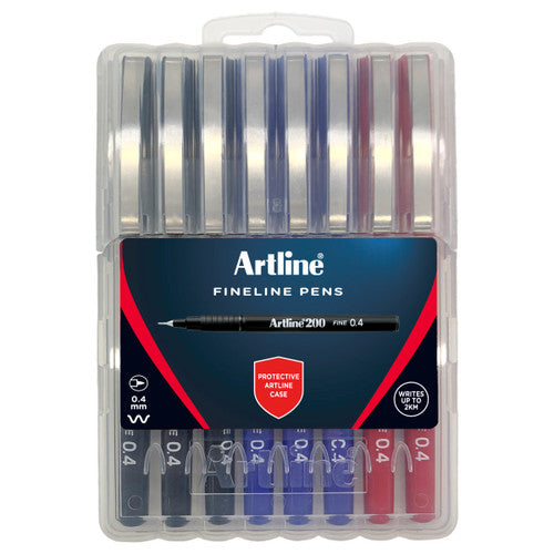 Artline 200 Fineliner Pen 0.4mm Assorted Pack 8