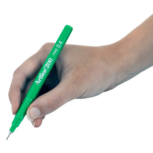 Artline 200 Bright Fineliner Pen 0.4mm Green Box of 12