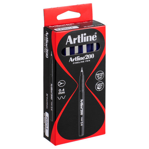 Artline 200 Bright Fineliner Pen 0.4mm Purple Box of 12