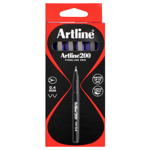 Artline 200 Bright Fineliner Pen 0.4mm Purple Box of 12