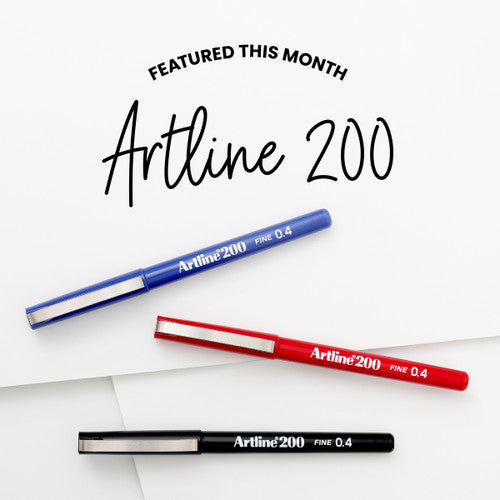 Artline 200 Fineliner Pen 0.4mm Assorted Colours Pack of 4