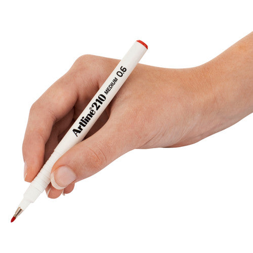 Artline 210 Fineliner Pen Medium 0.6mm Red Box of 12