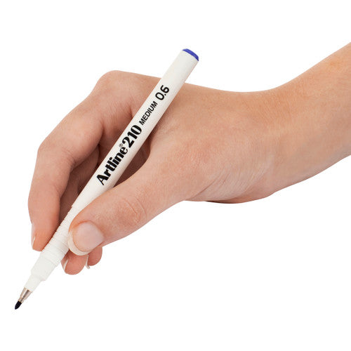 Artline 210 Fineliner Pen Medium 0.6mm Blue Box of 12
