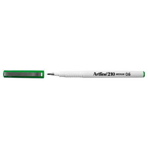 Artline 210 Fineliner Pen Medium 0.6mm Green Box of 12