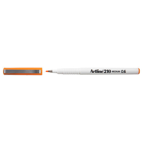 Artline 210 Fineliner Pen Medium 0.6mm Orange Box of 12