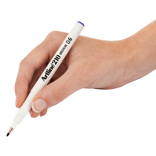Artline 210 Fineliner Pen Medium 0.6mm Purple Box of 12