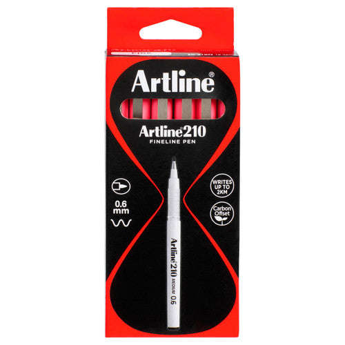 Artline 210 Fineliner Pen 0.6mm Pink Box of 12