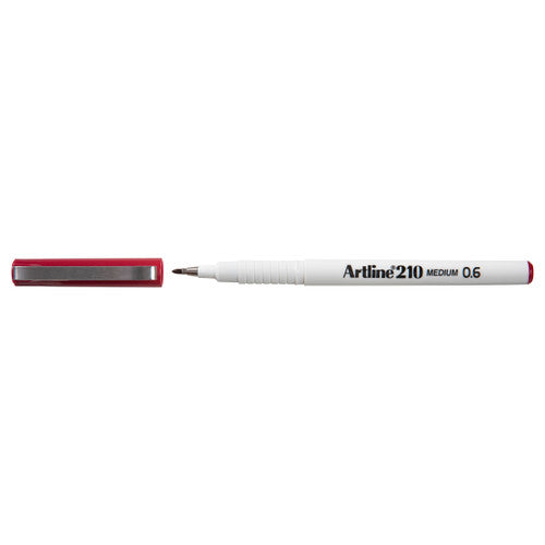 Artline 210 Fineliner Pen 0.6mm Dark Red Box of 12
