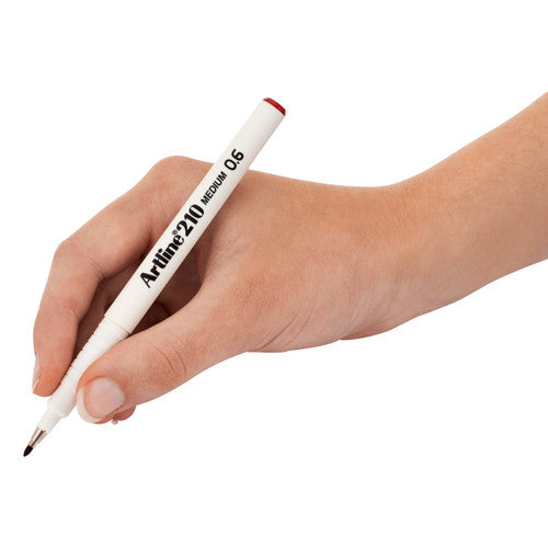 Artline 210 Fineliner Pen 0.6mm Dark Red Box of 12