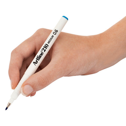 Artline 210 Fineliner Pen 0.6mm Sky Blue Box of 12