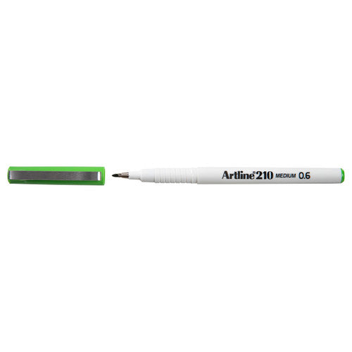 Artline 210 Fineliner Pen 0.6mm Lime Green Box of 12