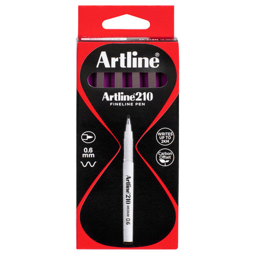 Artline 210 Fineliner Pen 0.6mm Magenta Box of 12