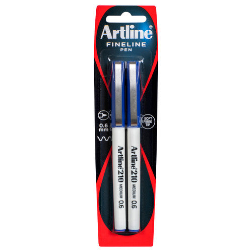 Artline 210 Fineliner Pen 0.6mm Blue Pack of 2