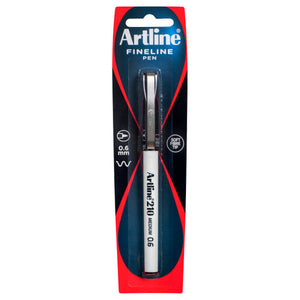 Older Artline FINELINE PEN blister card holding a single black Artline 210 pen