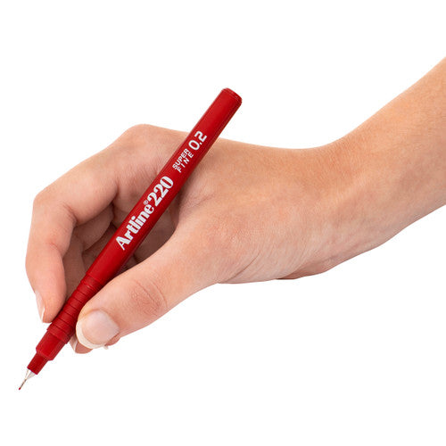Artline 220 Fineliner Pen 0.2mm Red Box of 12